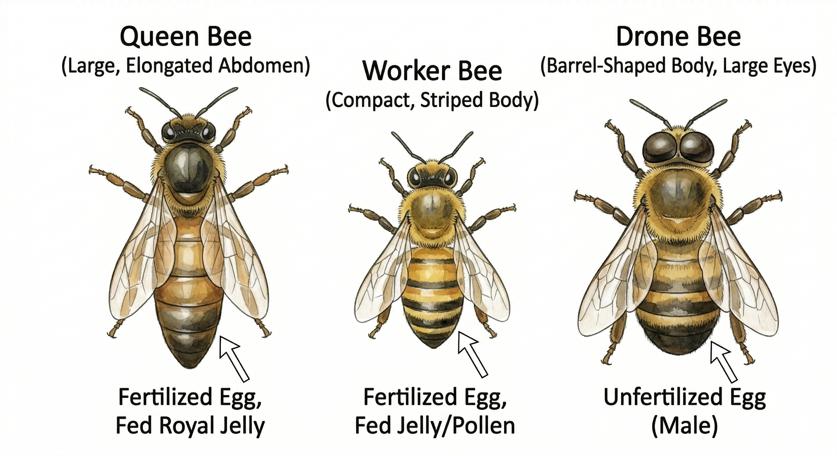 Comparison of bee castes